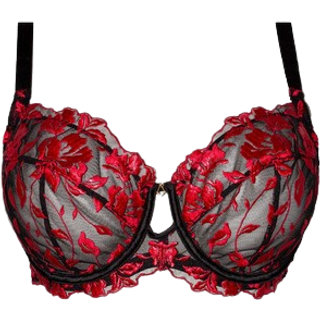 Ann Summers Ann Summers Black/Red DD+ Non Pad Balcony The Hero Non Pad Wired Bra
