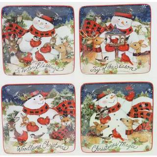 Certifierad International Magic of Christmas Santa 6 """" Canape/Luncheon Plates mångfärgad liten uppsättning av 4