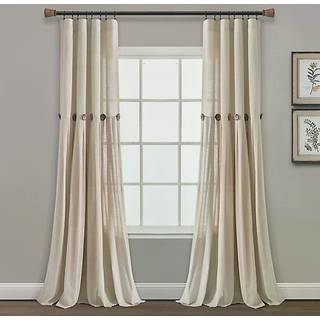 Frodig indretning linned knap vindue gardin panel single 40 """" w x 108 """" l mørk linned - landgardiner - rustik indretning -farveblokken moderne