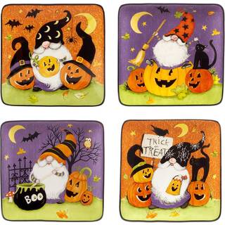 Certificerede internationale Halloween Gnomes 6"""" kanape/frokost firkantede tallerkener Multicolor lille s?t med 4