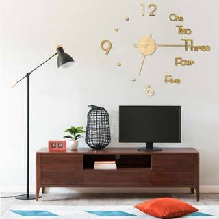 3D-vægur 100 cm moderne design XXL guldfarvet