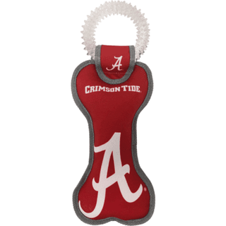 Pets First NCAA Alabama Crimson Tide Dental Dog TUG Leget?j med Squeaker. H?rdt PET-leget?j til sund sjov t?nder og reng?ring af k?ledyr T?nder o