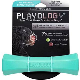 Playology Squeaky Chew Stick Dog Leget?j til mellemstore hunde op til 50 kg | At engagere helt naturlige jordn?ddesm?r duftende tyggeleget?j til