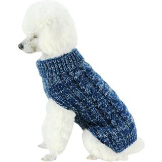 Pet Life Classic True Blue Pet Sweater - Designer Heavy Cable Knitted Dog Sweater med skildpaddehals - vinterhund t?j designet til at holde varme