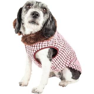 PET LIV Luxe 'Beautifur' Elegant Box M?nstret mink pelshundfrakke - k?ledyr hunde jakke med let kroge -og -loop maveindkapslinger - vinterhundfra