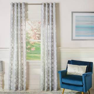 Safavieh Home Curtain Brenna Gray Semi-Sheer 52 """" X 84 """" Grommet Drape Panel Window Treatment 52 """" x84 """"