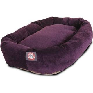 Majestic Pet 40 Tommer Micro Velvet Calming Hundeseng Vaskbar 40x29x9 (tommer) - Hyggelig bld rund donut-hundeseng med ryg til hovedsttte - Pet