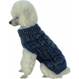 Pet Life Classic True Blue Pet Sweater - Designer Heavy Cable Knitted Dog Sweater med skildpaddehals - vinterhund t?j designet til at holde varme