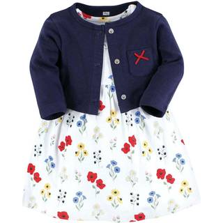 Hudson baby baby bomuldskjole og cardigan sæt pige dinosaurer 0-3 måneder