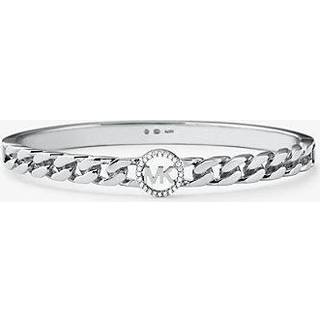 MK 14K Gold-Plated Sterling Silver Pavé Logo Curb Link Bangle - Rose Gold - Michael Kors