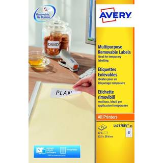 Avery Aftagelige universaletiketter, 63,5x29,6mm