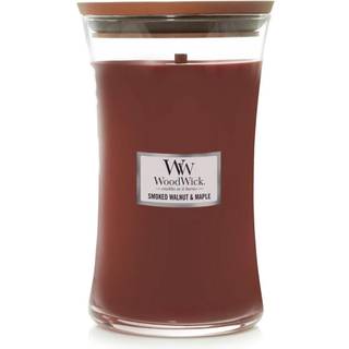 Woodwick stort timeglas lys i r?get valn?d/ahorn premium soja-paraffin blend voks pluswick innovation tr? wick sofistikeret duft