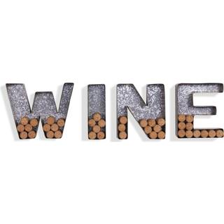 Danya B. HG11415 Wall Mount Decorative Galvanized Metal Art Wine Letters Cork Holder