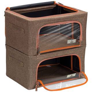 Sorbus opbevaringsbokse kasser sammenfoldelig stable containerarrang?rkurv s?t med stort klart vindue og b?r h?ndtag til senget?j linned t?j (bru