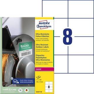 Avery B3427-50 Ekstremt modstandsdygtige og elastiske etiketter 105x74mm 50ark