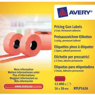 Avery prisetiketter 26x16mm 2 linjer PL2/18 permanent rød