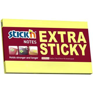 Notes StickÂ´N Extra Sticky gul - 76 x 127 mm
