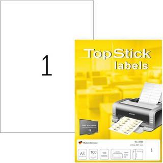 Top stick labels A4 etiketter 210 x 297 mm 100 ark