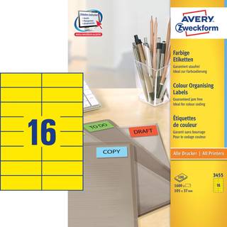 Avery 3455 Etiketter universal gule 105 x 37 mm 1600 stk