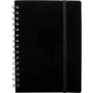 Notesbog A5 plast med spiralryg, sort