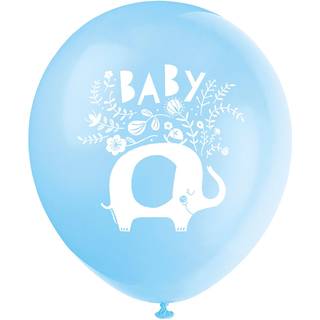 Baby shower balloner 8 stk. - Blue Floral Elephant