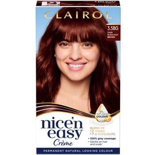 Clairol Nice' n Easy CrÃÃ‚me, naturligt udseende olie-infunderet permanent hårfarve (emballage kan variere), 3,5BG Mørk Bourgognebrun 177 ml