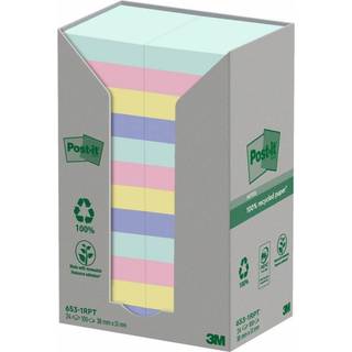 Post-it Recycled mix colors 38x51 100sh (24stk), 3M 7100259447