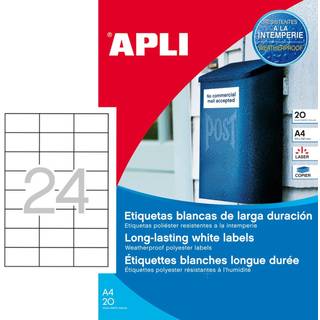 Apli 64,6 x 33,8 mm etiketter i hvid