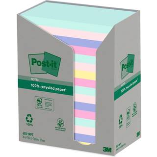 Post-it blok Recycled notes 76x127mm i flere farver, 16 blokke