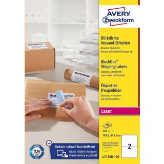 Avery L7168B-100 BlockOut etiketter 2 pr. ark 199.6 x 143.5 100ark