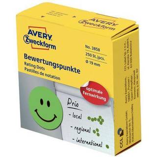 Avery 3858 Glad smiley grøn, Ø19mm 250stk