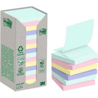 Post-it blok Recycled z-notes 76x76mm i flere farver, 16 blokke