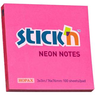 Stick'N notes selvklæbende 76x76mm neon rød