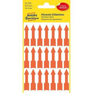 Avery 3008 Attention etiketter, selvklæbende pile, orange, 39x9mm, 63stk, 39 x 9 mm, 63stk