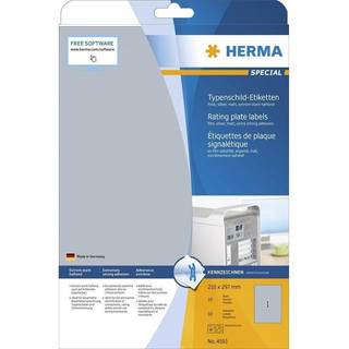 HERMA Rating plate labels silver A4 210 x 297 mm extremely strong adhesion weatherproof tearproof