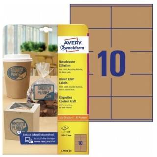 Naturbrune etiketter 105x57mm 25ark, Avery L7108-25