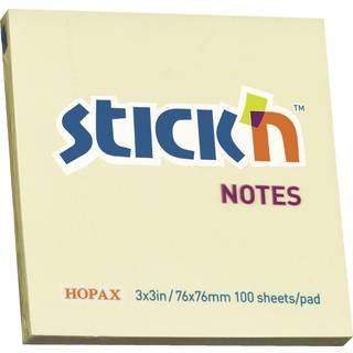 Stick'N memoblokke selvklæbende 76x76mm gul