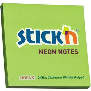 Stick'N notes selvklæbende 76x76mm neon grøn