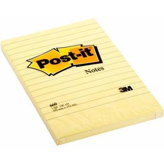 Post-it notes 102x152mm 100 ark linieret gul 6 pack