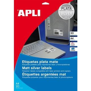 Apli polyester etiketter 210x297mm sølv