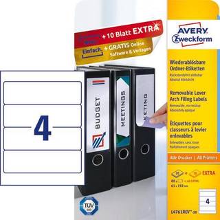 Avery L4761REV-20 Aftagelige etiketter 61x192mm, 30ark