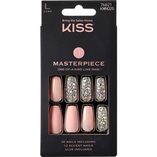 KISS Masterpiece OneOfAKind Luxe Negle Premium Akryl, Rhinestones, Kiste- og stilettoformede negle, Mat og blank overflade, PinkGel limkit