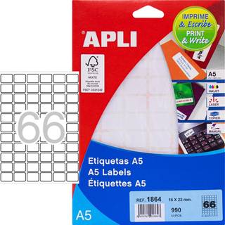 Apli etiketter 22x16mm hvid