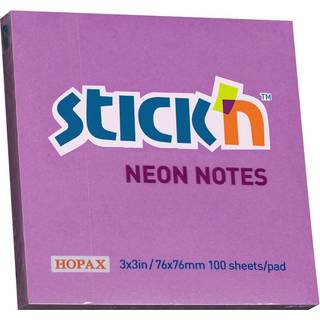 Stick'N notes selvklæbende 76x76mm neon lilla