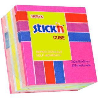Stick'N notes Mini Cube 51x51mm neon og  pastel pink