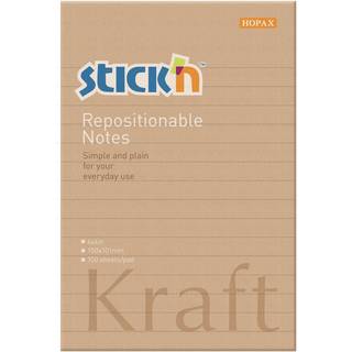 Stick'N selvklæbende genbrug notes150x101mm med linier brun