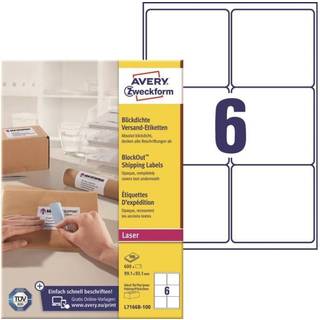 Avery L7166B-100 BlockOut Shipping etiketter 6 pr. ark 99.1 x 93.1 100ark