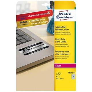 Avery L6013-8 Sølv Heavy Duty etiketter 210x297mm 8ark