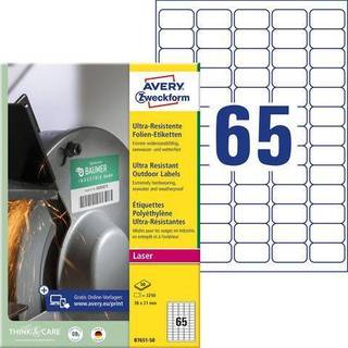 Avery B7651-50 Ekstremt modstandsdygtige og elastiske etiketter 38x21mm 50ark