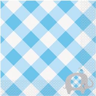 Baby shower servietter 16 stk. - Blue Floral Elephant
